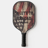 パパに敬礼 |ヴィンテージアメリカ国旗の父の日 ピックルボールラケット (裏面)