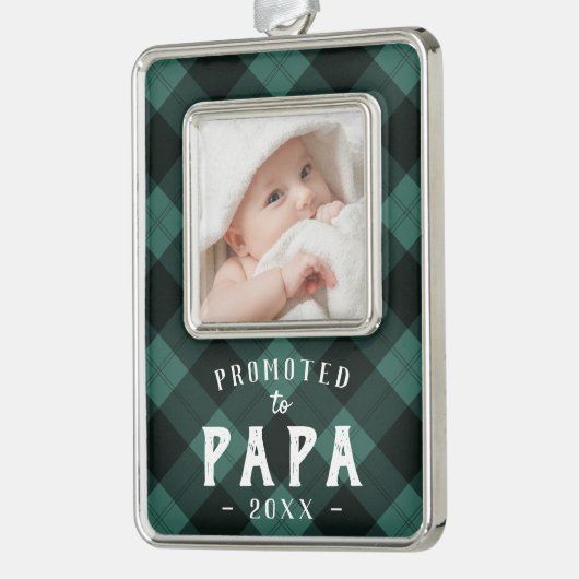 パパに昇格 |ベビーフォトグランパ シルバープレートフレームオーナメント (左)