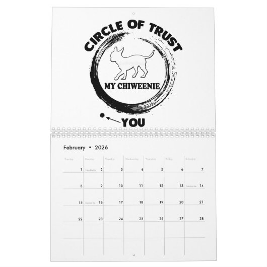 パパのお母さんの女性の祖母のためのChiweenieのカレンダーのギフト カレンダー (2月 2026)