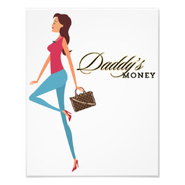 パパのお金、かわいい&サッシー10代の女の子おもしろい、 フォトプリント           
