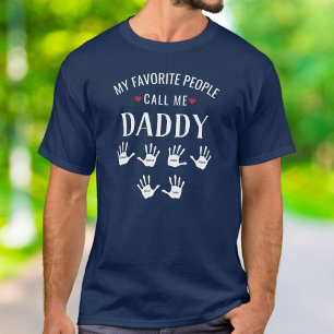 パパのために6人の子供が手刷りをパーソナライズされた書く Tシャツ