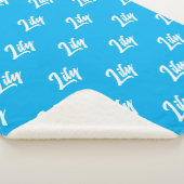 パパのためのカスタムネーム スカイブルー ウィンター シェルパ ブランケット (3/4)