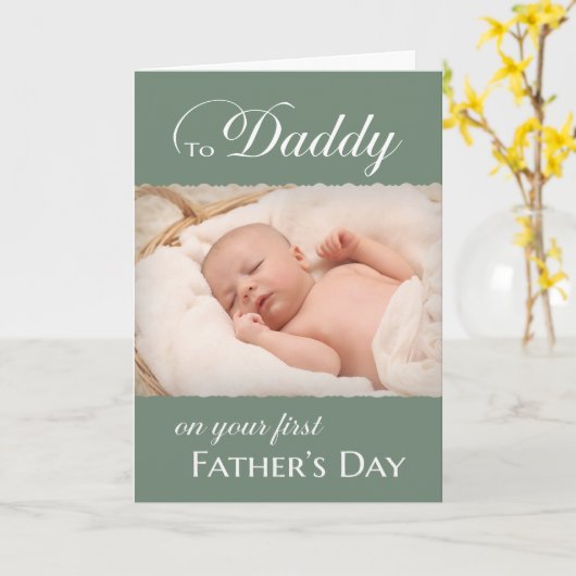 パパのための最初の父の日 – 写真をシンプル追加する カード (黄色い花)