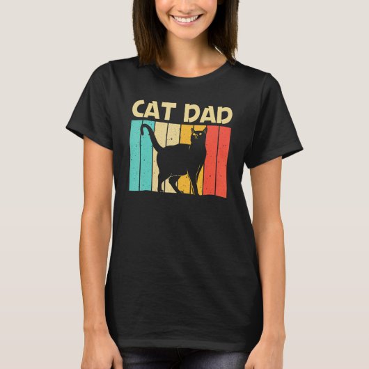 パパのための猫 お父さん 黒猫 猫好き 猫人 ネコ Tシャツ (正面)