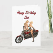 パパのためのPinバイクもしくは自転車に乗る人の女の子のバースデー・カード カード (正面)