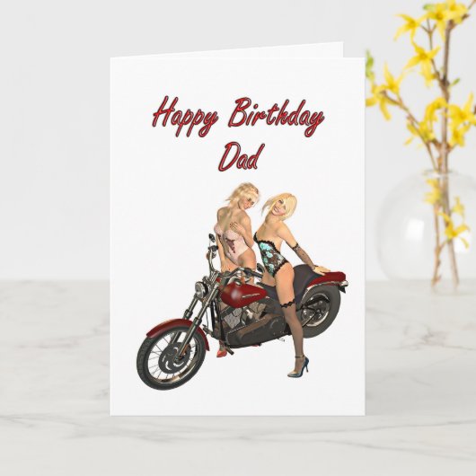 パパのためのPinバイクもしくは自転車に乗る人の女の子のバースデー・カード カード (黄色い花)