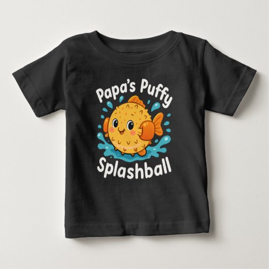 パパのふっくらとしたスプラッシュボーおもしろいル水魚 ベビーTシャツ (正面)