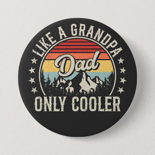 パパのようなグランドパのみクールレトロラウンドボタン 缶バッジ (正面)