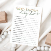 パパのカードを知っている緑と金ゴールドの赤ちゃんシャワー 招待状