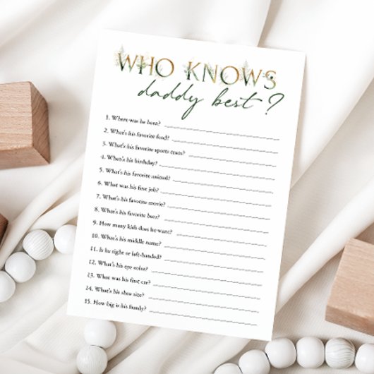 パパのカードを知っている緑と金ゴールドの赤ちゃんシャワー 招待状