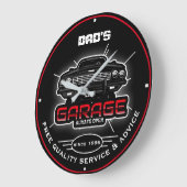 パパのガレージまたは名前を問わず、常におもしろいの標語 ラージ壁時計 (傾斜)