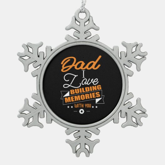 パパのギフトラブ建物の思い出 スノーフレークピューターオーナメント (正面)