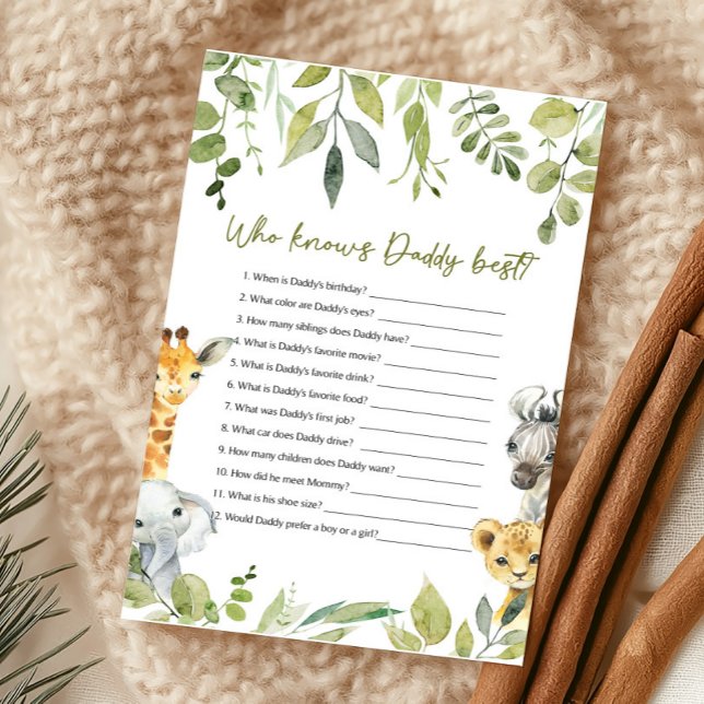 パパのゲームを知っている野生の赤ん最高のだシャワー (Wild One Safari Baby Shower Game)