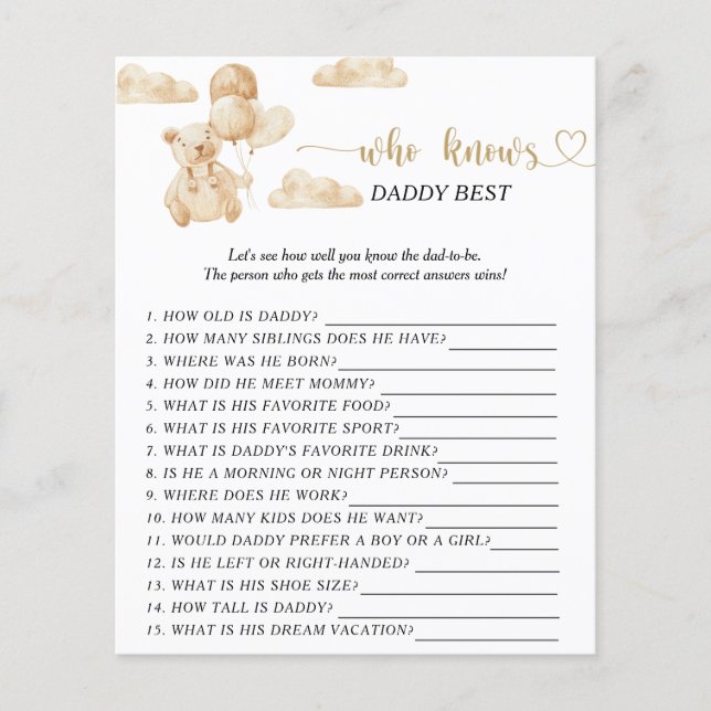 パパのゲームを知っ最高のているクマ (正面)