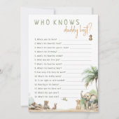 パパのゲームカードを知る最高のサファリ動物 招待状 (正面)