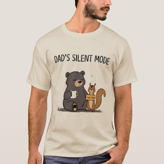 パパのサイレントモードの面白い熊のTシャツ Tシャツ (正面)