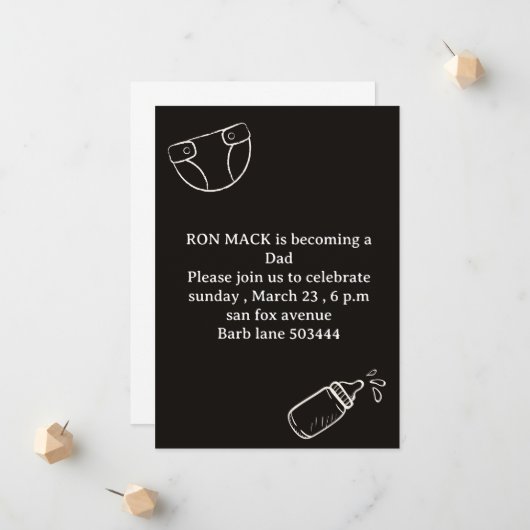 パパのシャワーおむつダドシェルパーティー招待状 案内状 (正面/裏面インサイチュ)