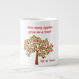 パパのジョーク：木の上で何個のりんごが育つのか。 ジャンボコーヒーマグカップ