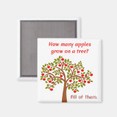 パパのジョーク:木の上で何個のりんごが育つのか。 マグネット (正面/裏面)