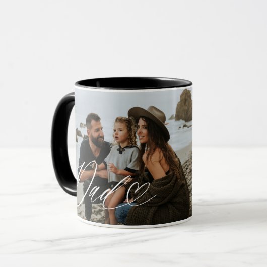 パパのスクリプトハートは瞬間ごとに感謝の写真 マグカップ (正面左)