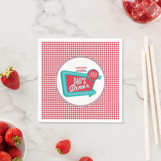 パパのダイナーナプキンス – レトロ父の日 スタンダードカクテルナプキン (インサイチュ)