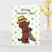 パパのダックスシュント漫画 カード (黄色い花)