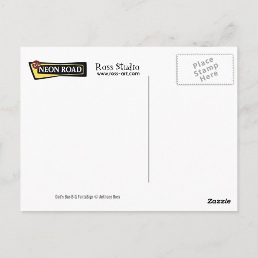 パパのバーB Qのレトロのネオンサインの郵便はがき ポストカード (裏面)