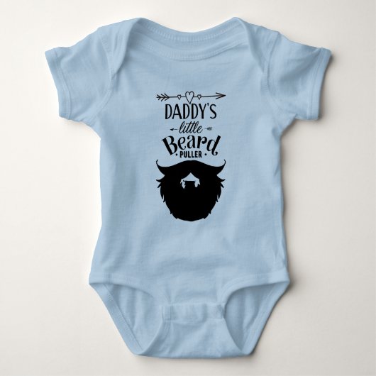 パパのヒゲいじり好きな赤ちゃんのTシャツ 青 ベビーボディスーツ (正面)