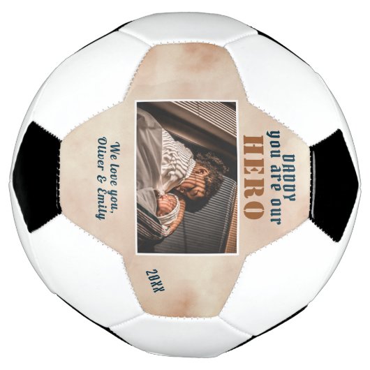 パパのヒーローウォーター色パパ家族の写真 サッカーボール (回転)