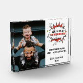 パパのヒーロー漫画スピーチバブル 父の日のプレゼント フォトブロック (左)