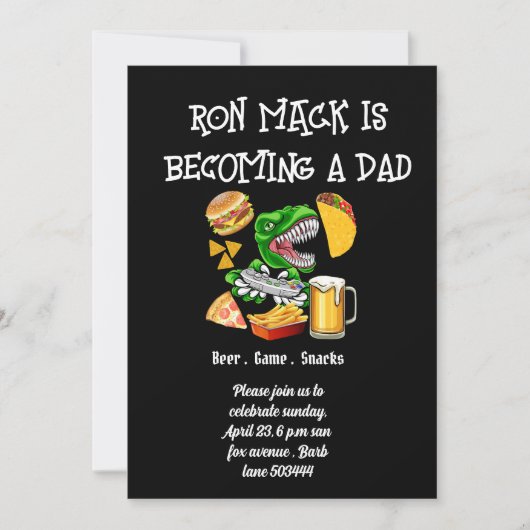 パパのベビーシャワーパーティー ダッドチェローパーティー 招待状 (正面)