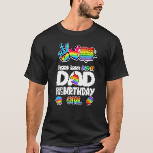 パパのポップ・アートの誕生日の子供の女の子のおもちゃ家族マット Tシャツ (正面)