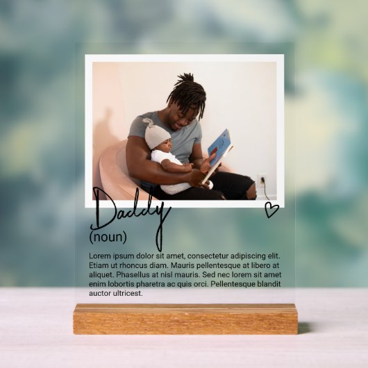 パパの写真とパーソナライズされた名詞の説明 アクリルサイン (ニュートラル)