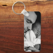 パパの写真をこの最高のパパに追加する キーホルダー (正面)