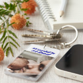 パパの写真 青いテキスト キーホルダー (正面右)