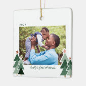 パパの初めてのクリスマス素朴ツリー2枚 セラミックオーナメント (左)