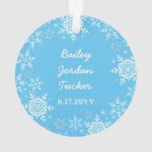 パパの初めてのクリスマス雪片男の赤ちゃん写真 オーナメント (裏面)