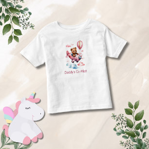 パパの副操縦士 飛行機に乗ったクマの女の子へのギフト トドラーTシャツ