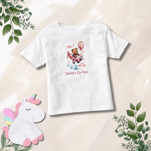 パパの副操縦士 飛行機に乗ったクマの女の子へのギフト トドラーTシャツ