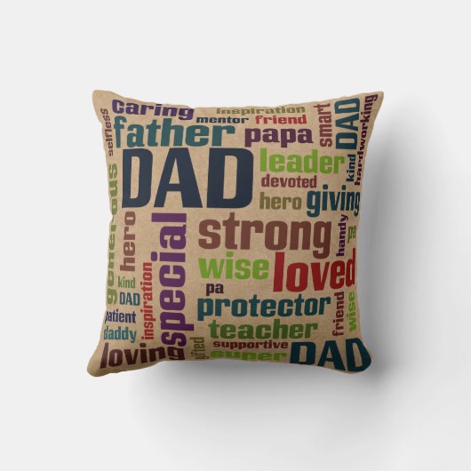 パパの単語の雲の文字の父の日のタイポグラフィ クッション (裏面)