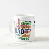 パパの単語の雲の文字の父の日のタイポグラフィ コーヒーマグカップ (正面左)