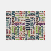 パパの単語の雲の文字の父の日のタイポグラフィ フリースブランケット (正面(横))