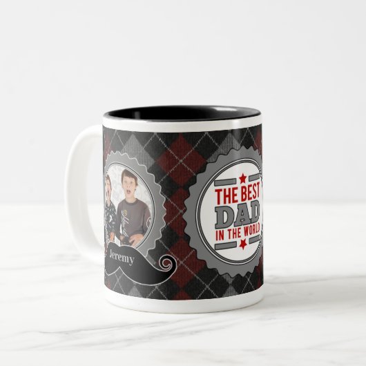 パパの口最高のひげパパin the World 2 Photo ツートーンマグカップ (正面左)