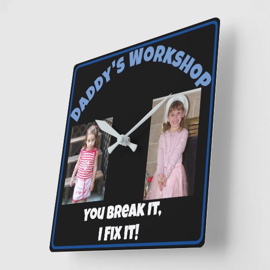 パパの名前の追加 スクエア壁時計 (傾斜)