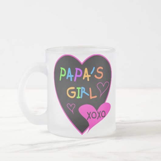 パパの女の子のティー、帽子、マグ、ボタン、衣類 フロストグラスマグカップ (左)