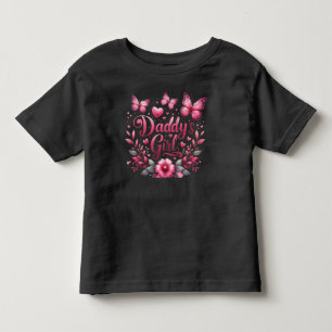 パパの娘 – ピンクの蝶のハートデザイン トドラーTシャツ