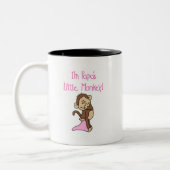 パパの小さい猿-ピンクのTシャツおよびギフト ツートーンマグカップ (左)