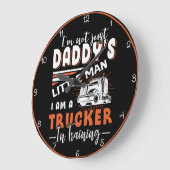 パパの小さなトラック運転手のトレーニング ラージ壁時計 (傾斜)