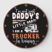 パパの小さなトラック運転手のトレーニング ラージ壁時計 (正面)