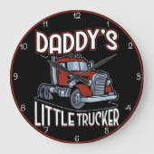 パパの小さなトラック運転手の赤いトラック ラージ壁時計 (正面)